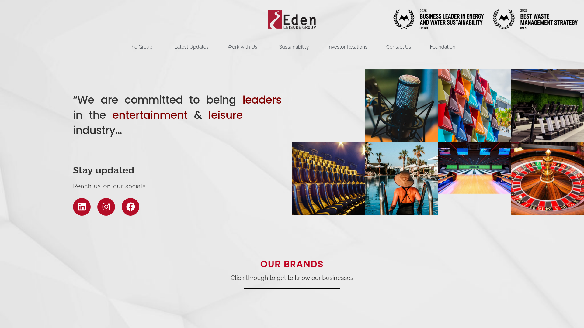 Eden Leisure Group homepage screenshot