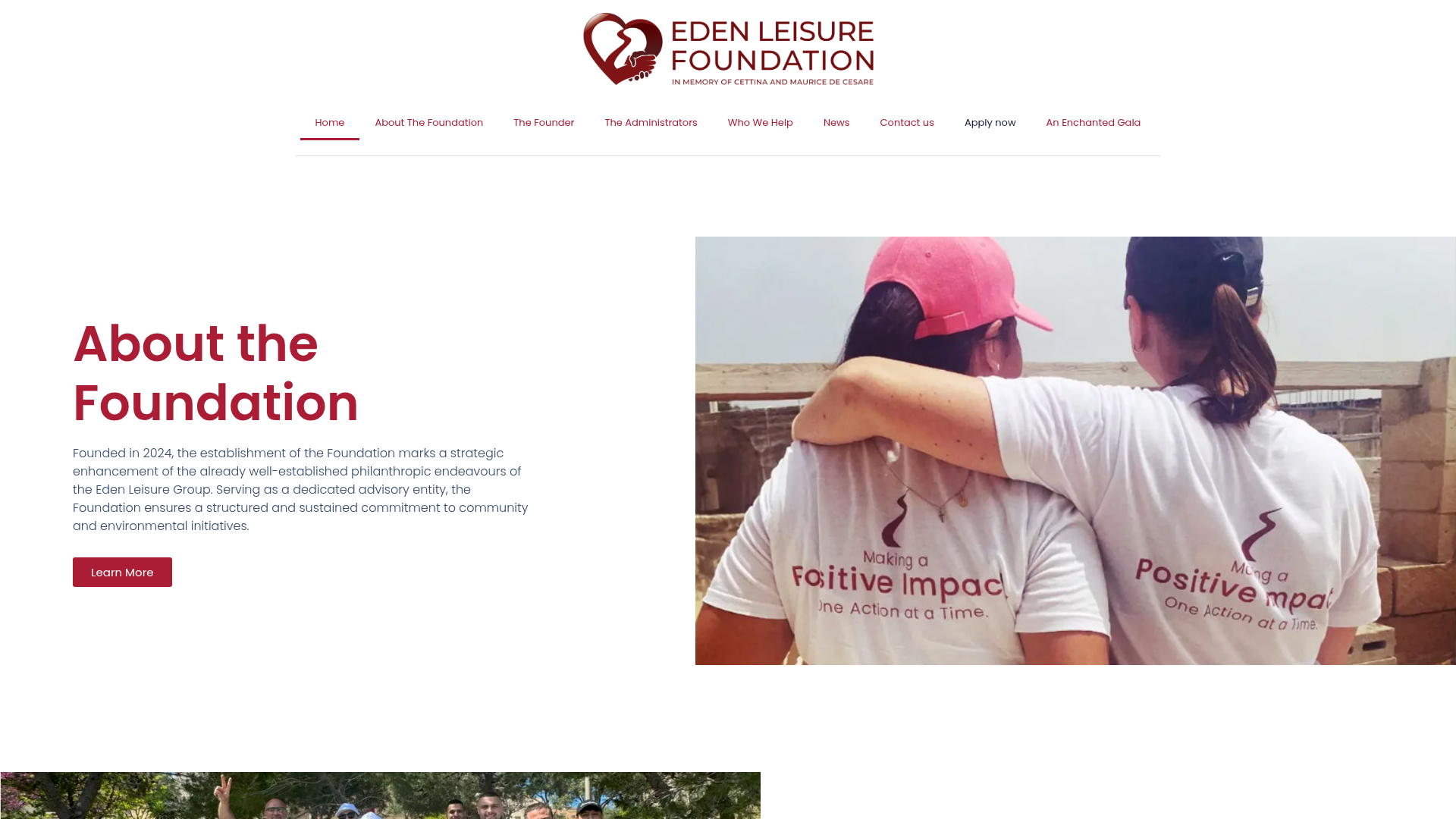 Eden Leisure Foundation homepage screenshot