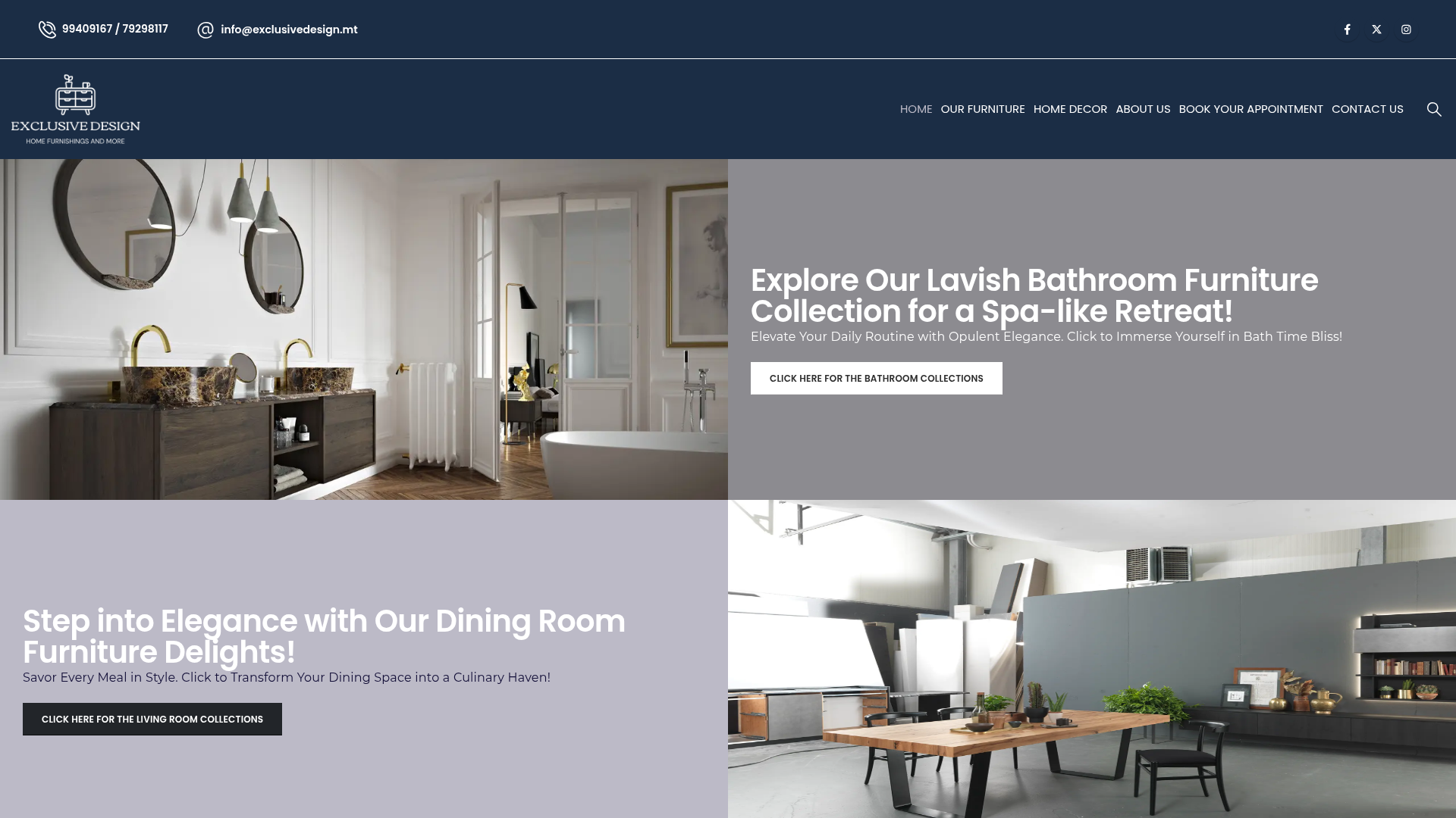 Exclusive Design interior portfolio homepage screenshot